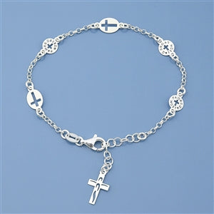 Sterling Silver 6 Cross Bracelet