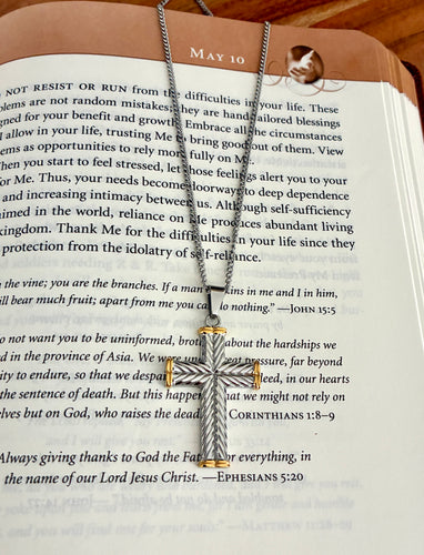 Engraved Two Tone Cross