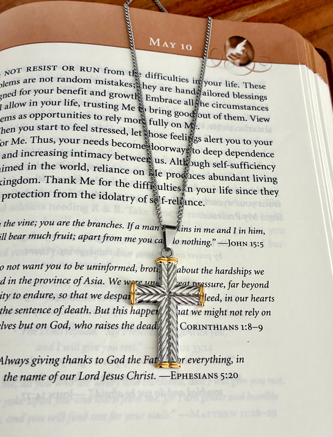 Engraved Two Tone Cross