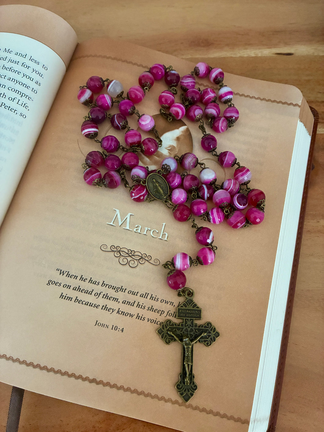 Pink Striped Agate in Copper