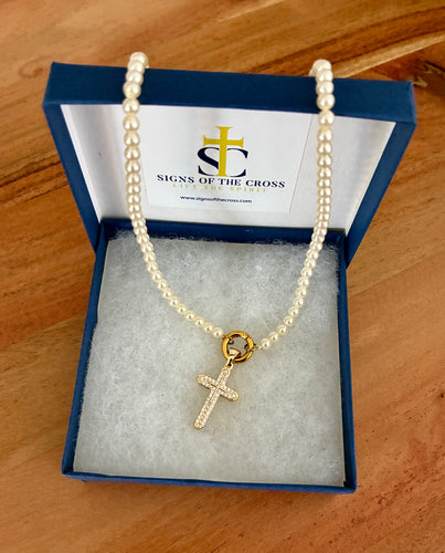 Glass Pearl Charm Keeper Necklace