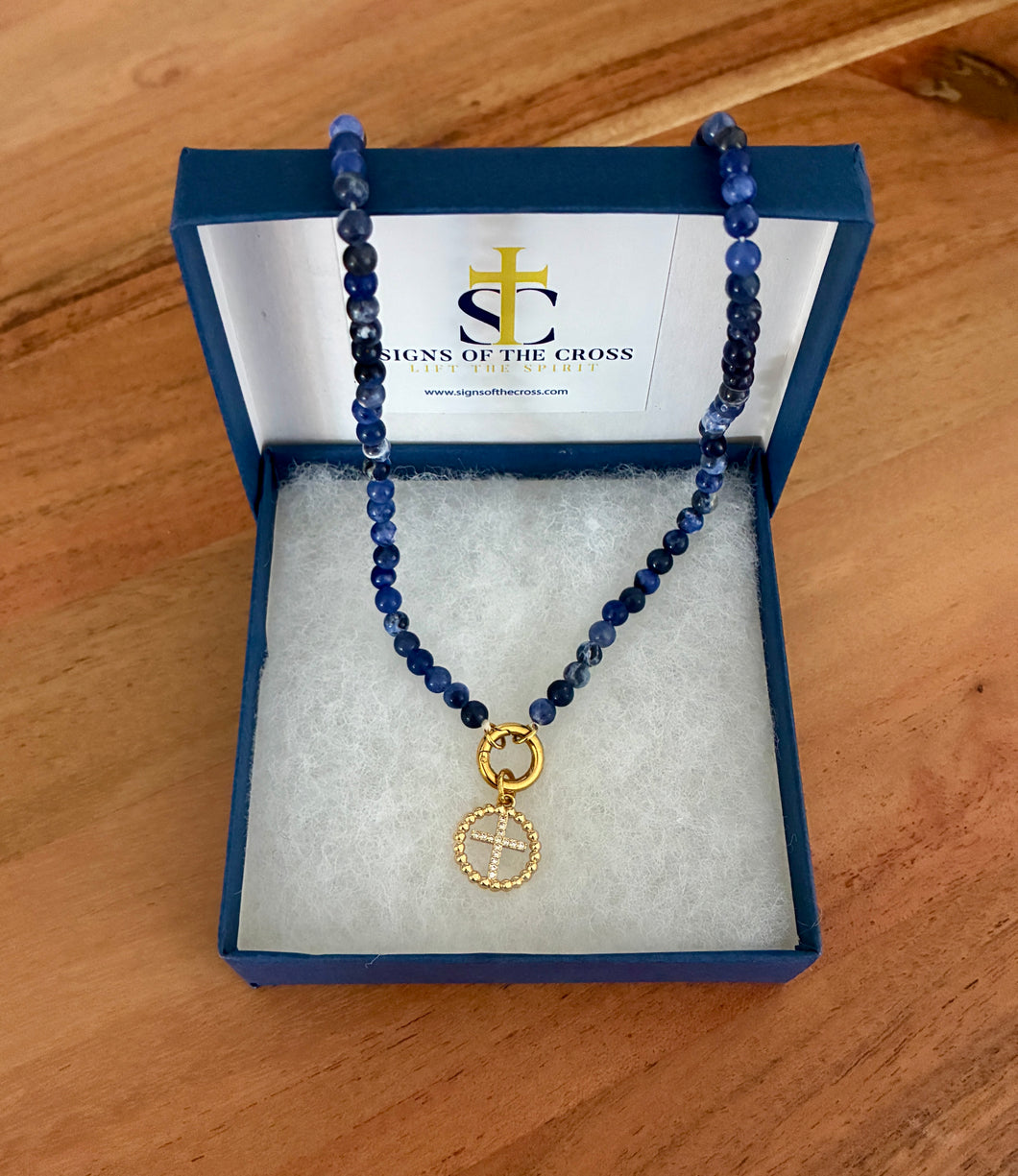 Natural Sodalite Charm Keeper Necklace