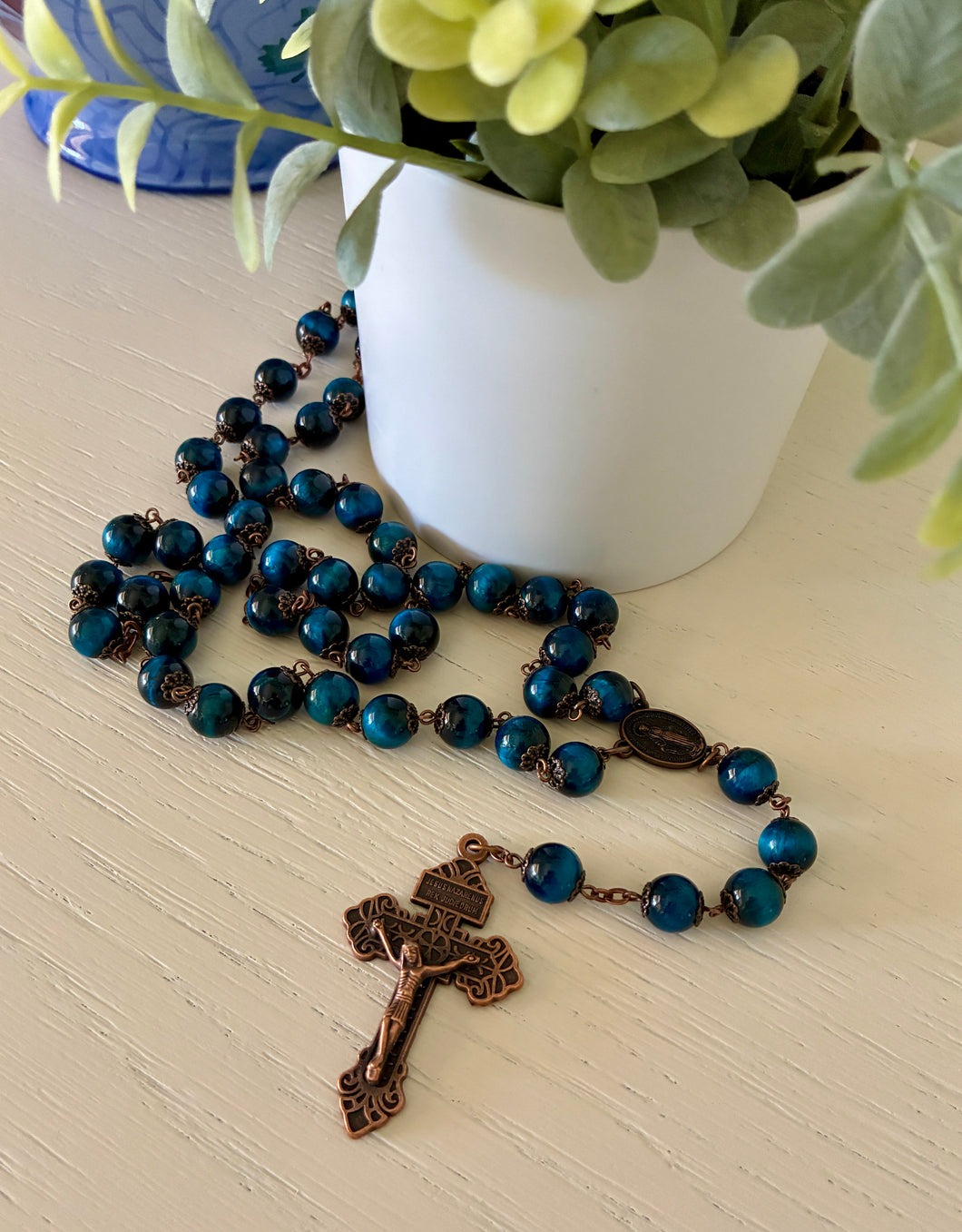 Blue Tiger Eye In Copper