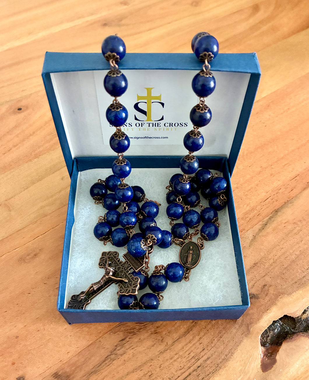 Lapis Rosary In Copper