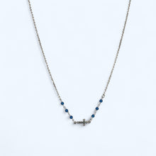 Load image into Gallery viewer, Blue Bead Sideways Cross