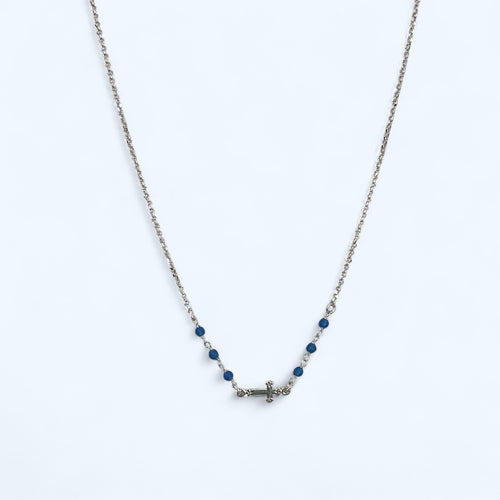 Blue Bead Sideways Cross