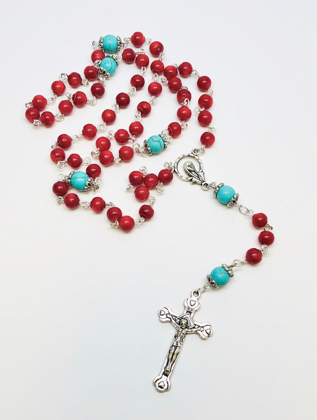 Red Coral Turquoise Rosary