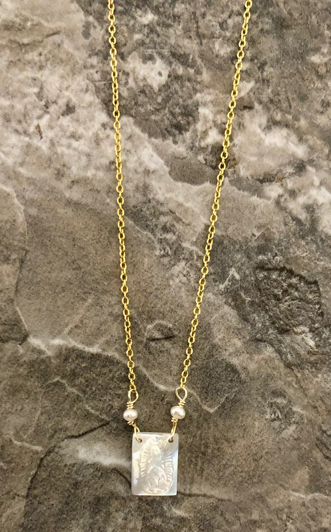 Rectangle Mother Of Pearl Necklace