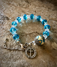 Load image into Gallery viewer, Crystal Beads Rosary Cross Bracelet