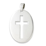 Silver Cross in Oval
