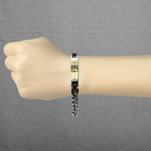 Load image into Gallery viewer, Cross on Gold Checkered Stainless Steel Chain Bracelet